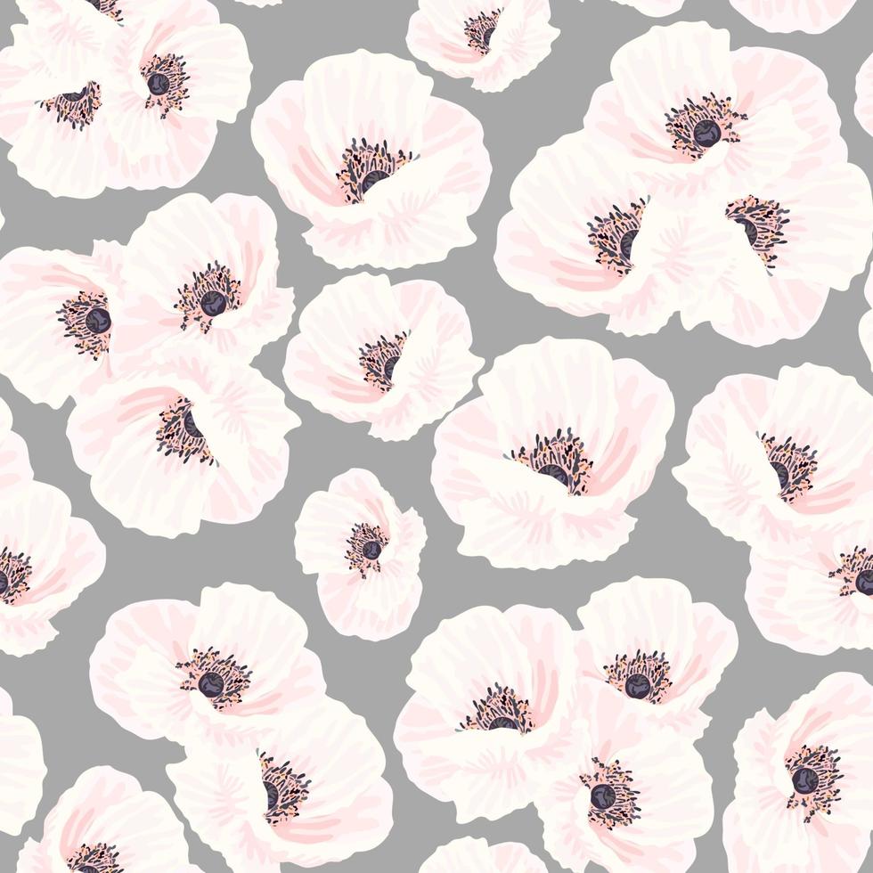 White anemones on the pink seamless pattern vector