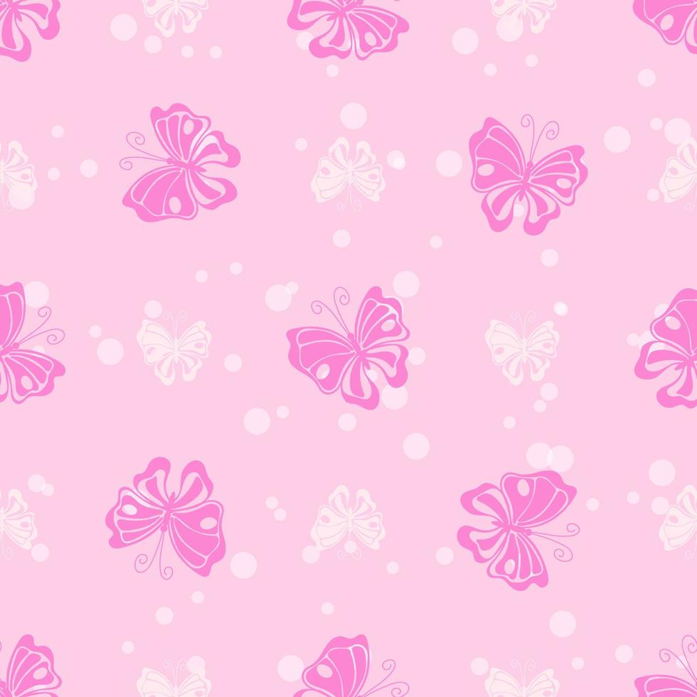 Pink butterfly white ink drops vector seamless pattern