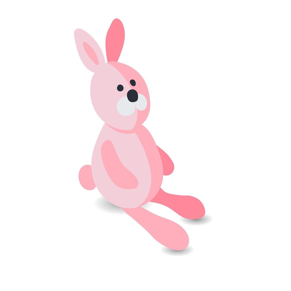 Cartoon pink rabbit vector icon isolated on the white