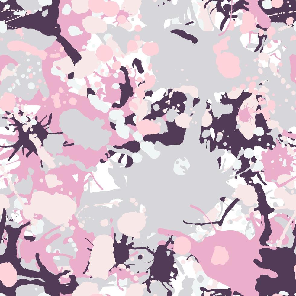 patrón transparente de camuflaje de tinta rosa, gris, blanco, púrpura vector