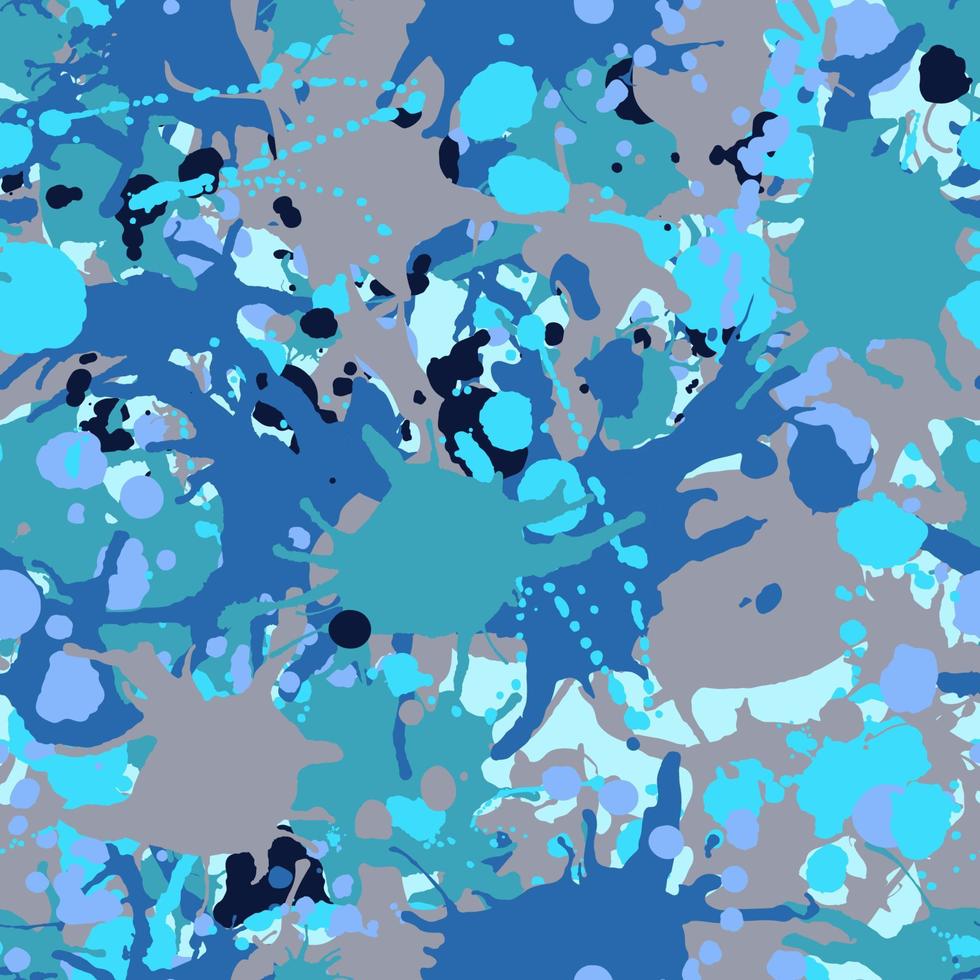 Turquoise, brown, blue, black camouflage seamless pattern vector