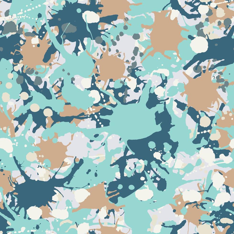 Blue, teal, beige, white camouflage seamless pattern vector