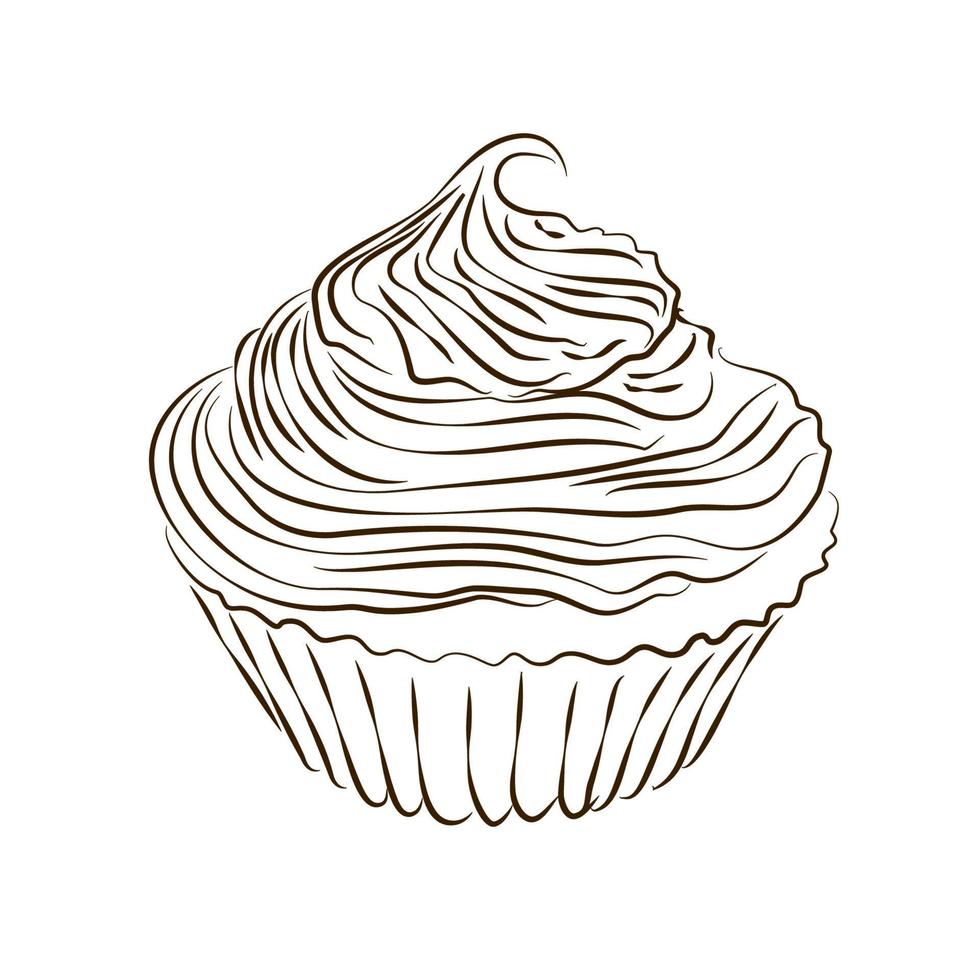 Hand drawn muffin sketch isolated on white vector