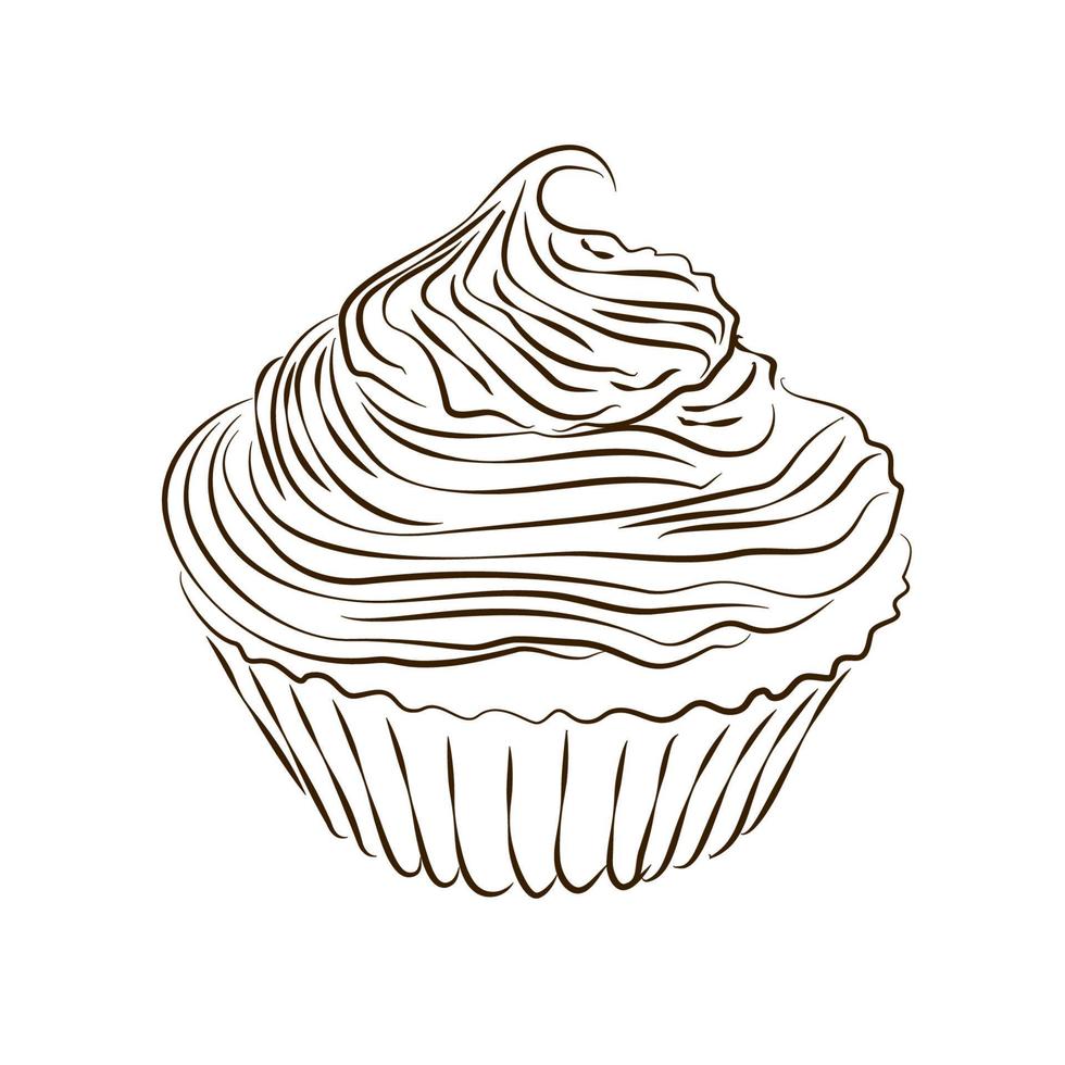 boceto de muffin dibujado a mano aislado en blanco vector