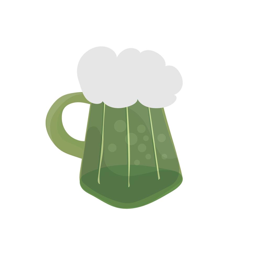 Cerveza verde vectorial dibujada a mano aislada en blanco. feliz st. dia de patricio vector