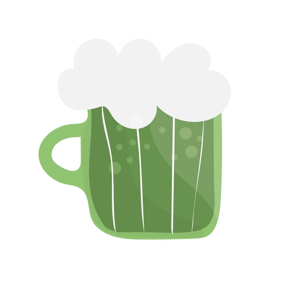 Cerveza verde vectorial dibujada a mano aislada en blanco. feliz st. dia de patricio vector
