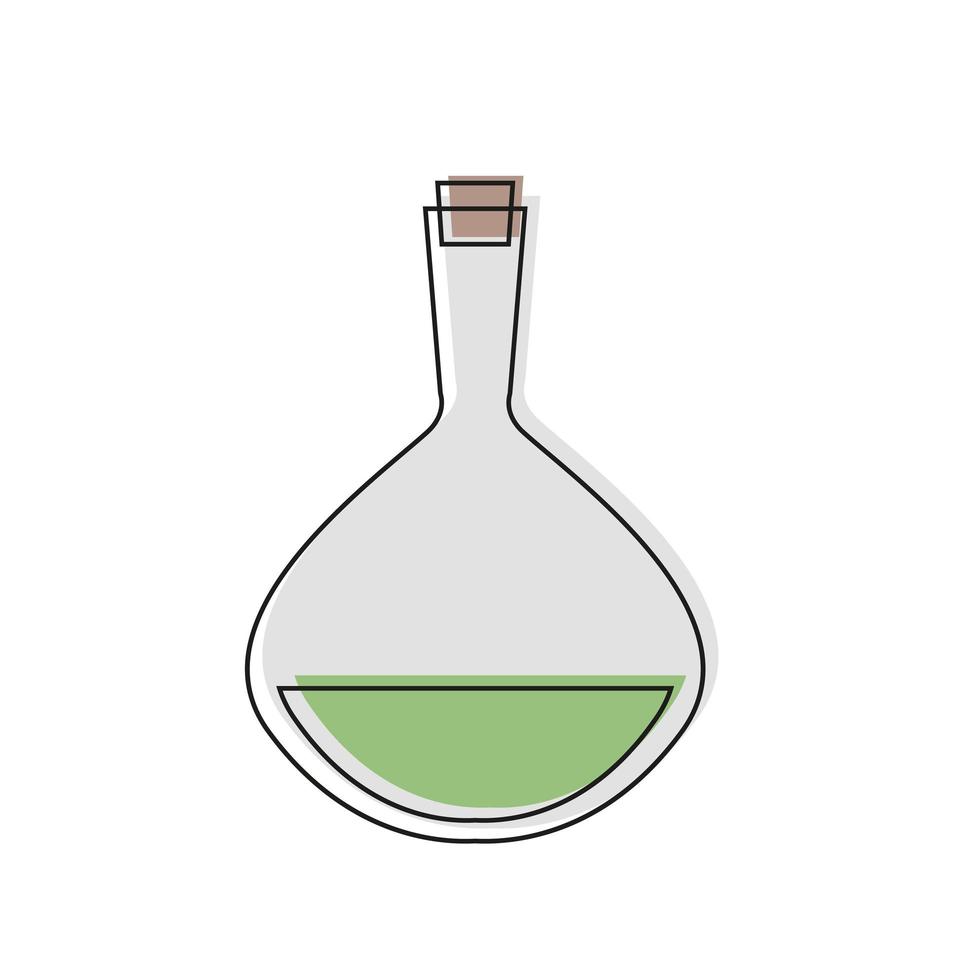 Flask. Laboratory utensils are filled with a green liquid isolated on white vector
