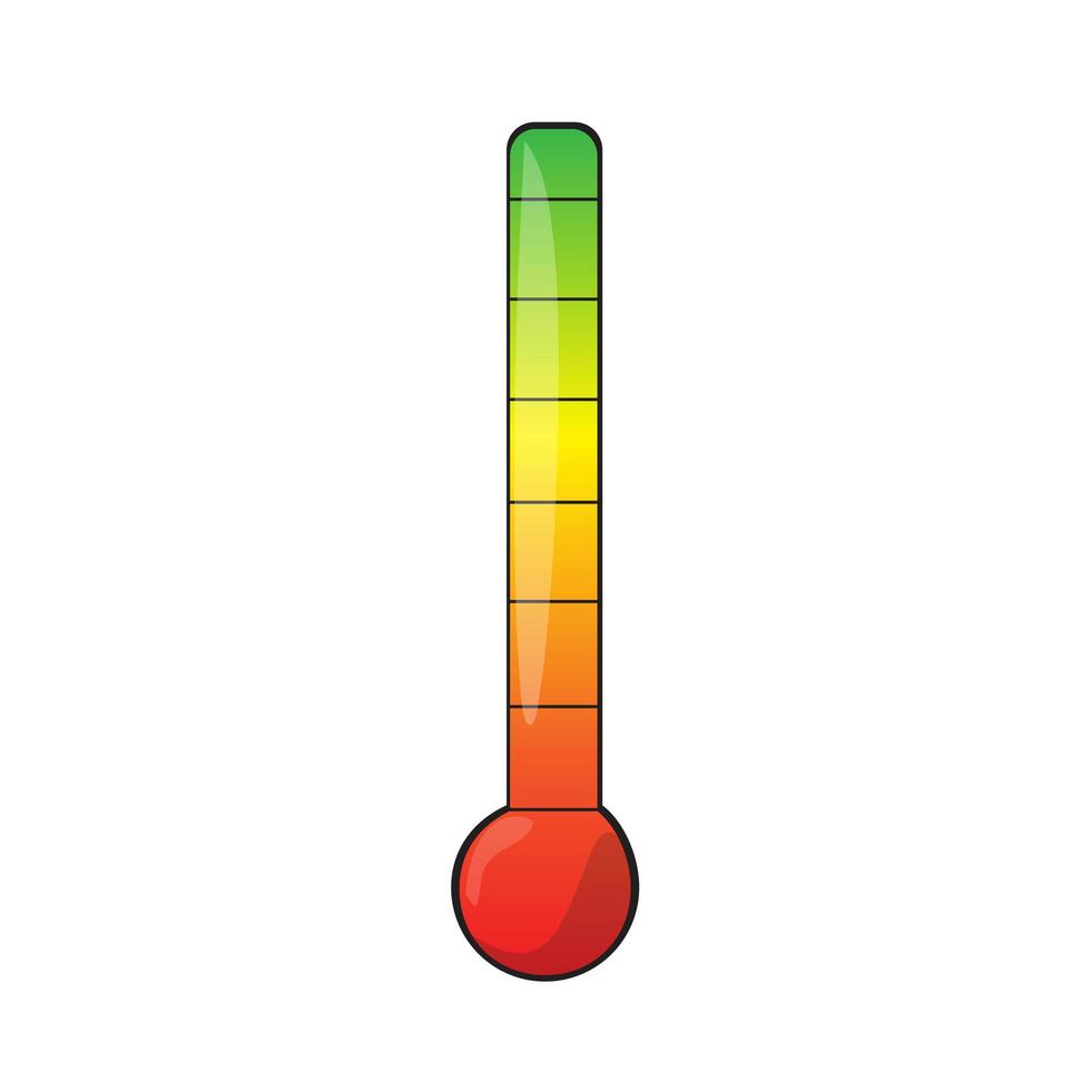 termómetro indicador de dibujos animados. indicador de calificación de nivel, ilustración vectorial vector