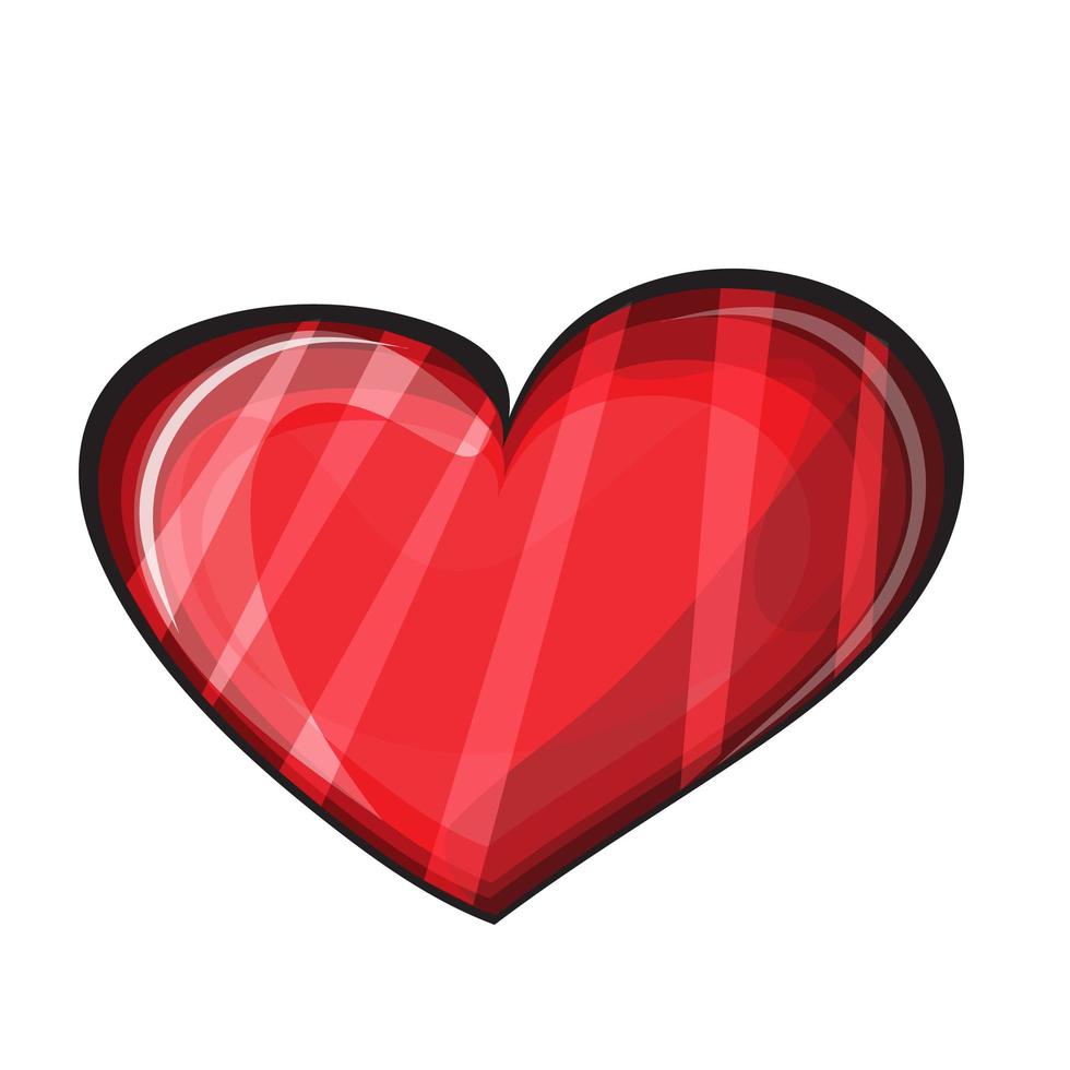 icono rojo en forma de corazón, decoraciones de interfaz gráfica de usuario. vector de dibujos animados aislado en blanco