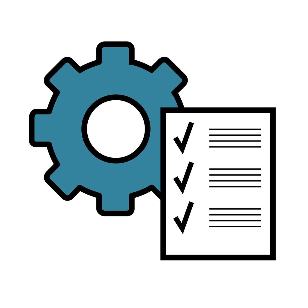 Clipboard with gear icon. Technical support check list isolated on white vector