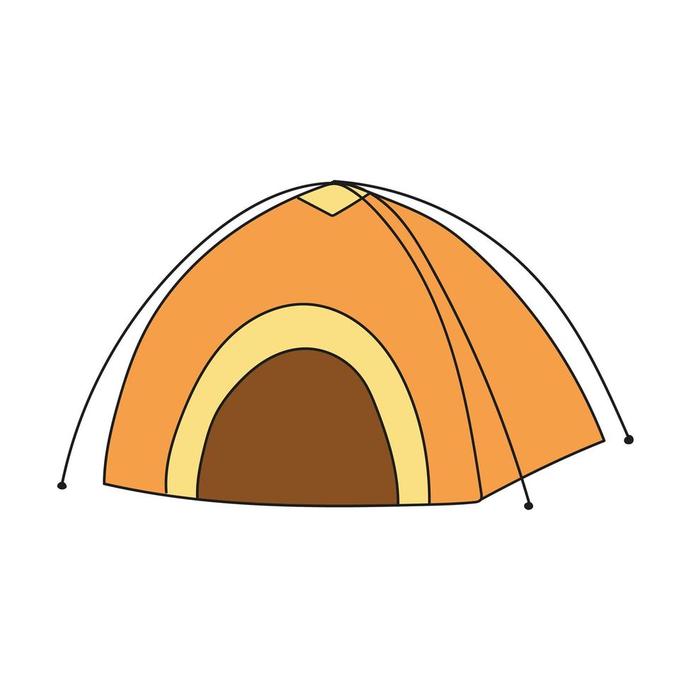 carpa turística abierta. icono de dibujos animados aislado sobre fondo blanco. vector