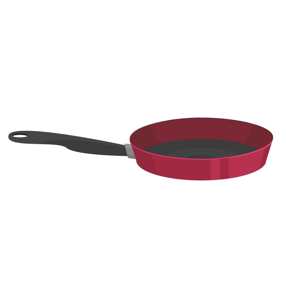 Red detailed pan symbol in cartoon style on white. Kitchenware. Cooking concept vector