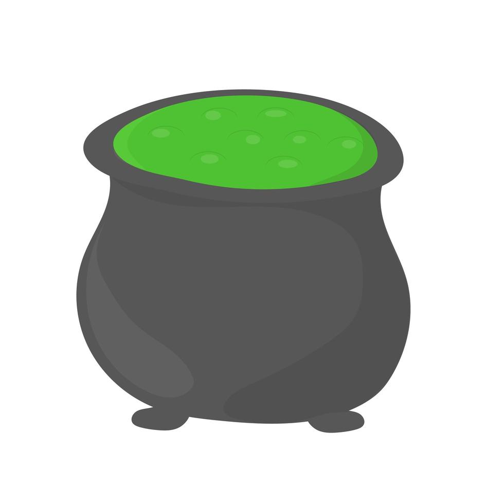 Vector witch pot with green poison illustration on white