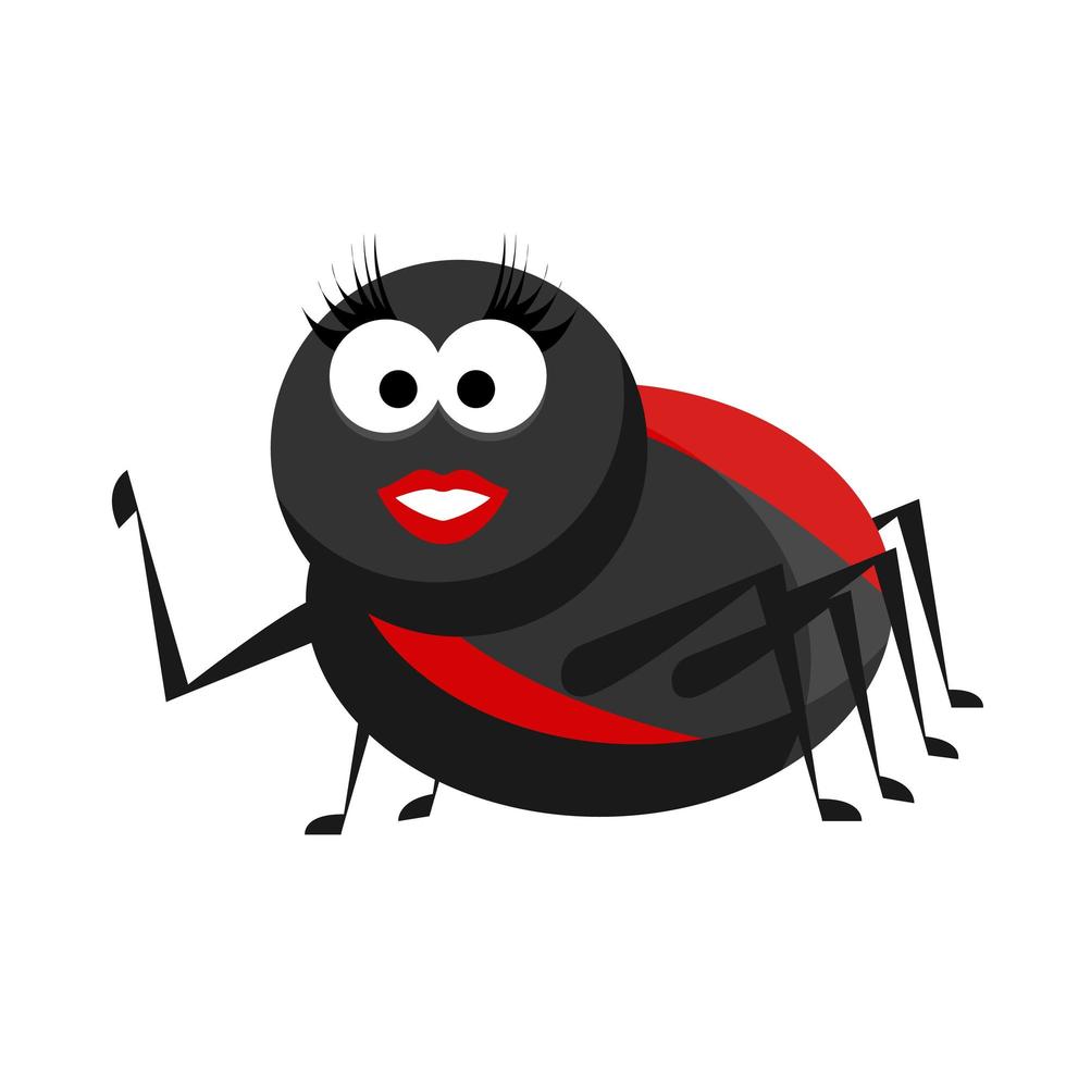 Funny character spider woman with painted lips and long eyelashes vector