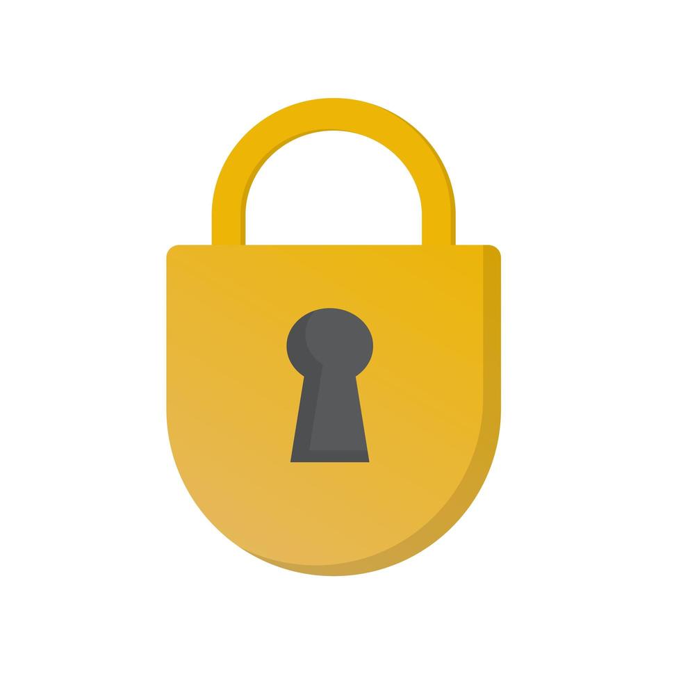 Close lock flat icon. Silhouette lock. Yellow lock isolated on white background vector