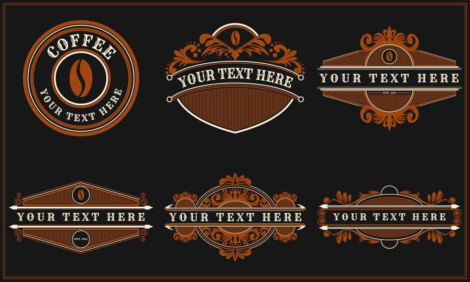 Coffee frame badge vintage retro logo vector illustration