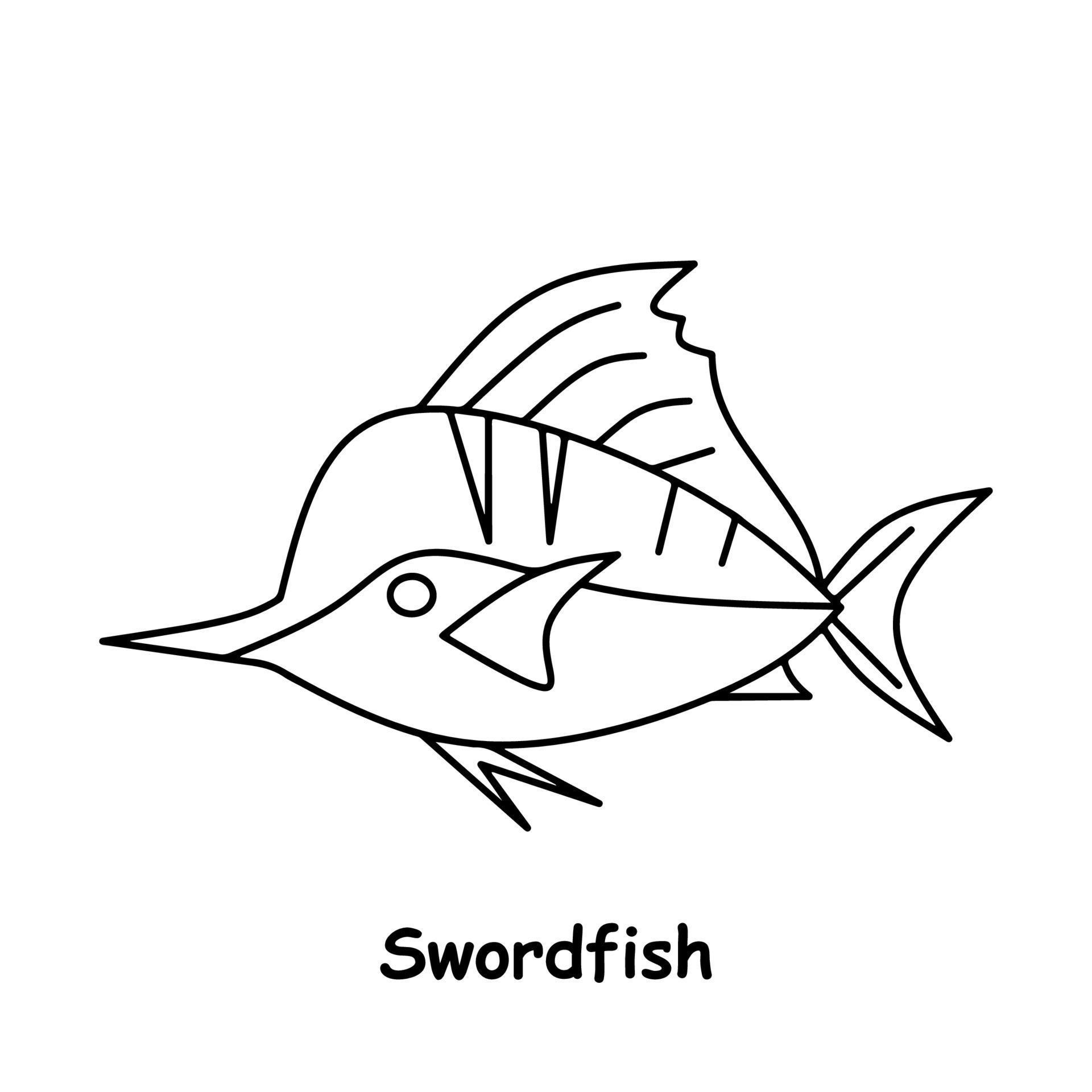 swordfish line drawing 5994334 Vector Art at Vecteezy