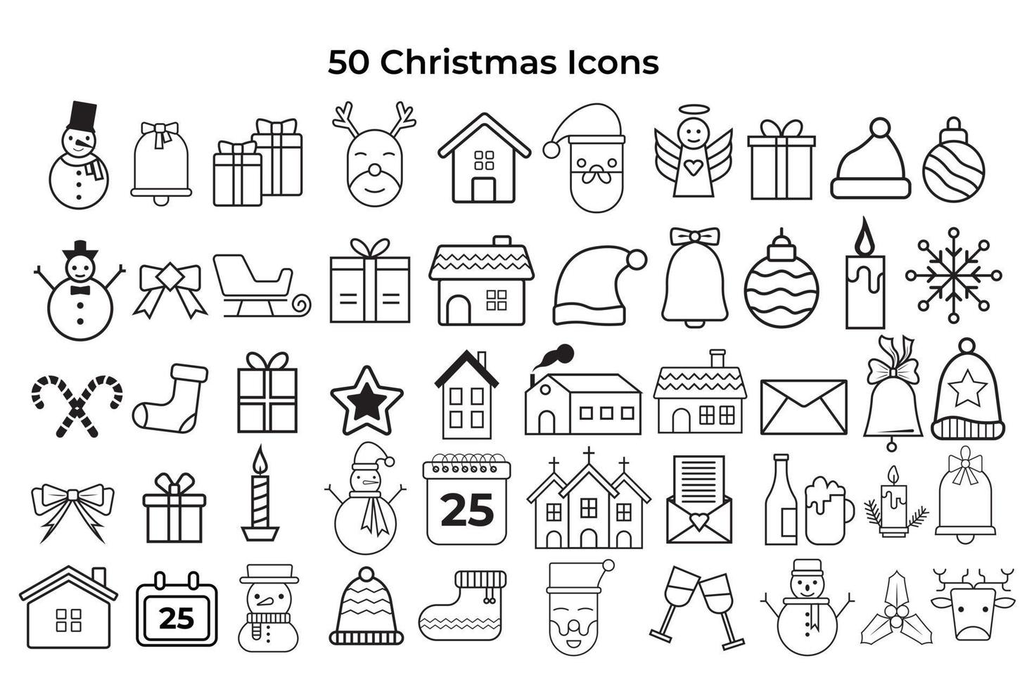 conjunto de vectores de iconos de Navidad.