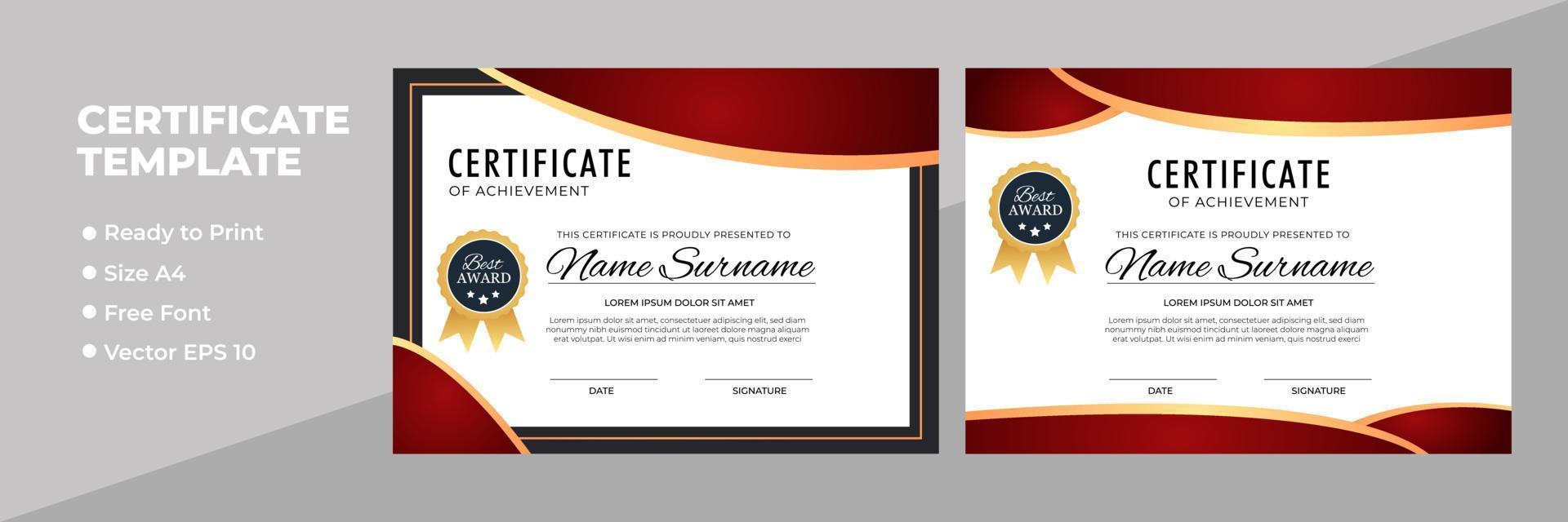 Certificate of appreciation award template vector