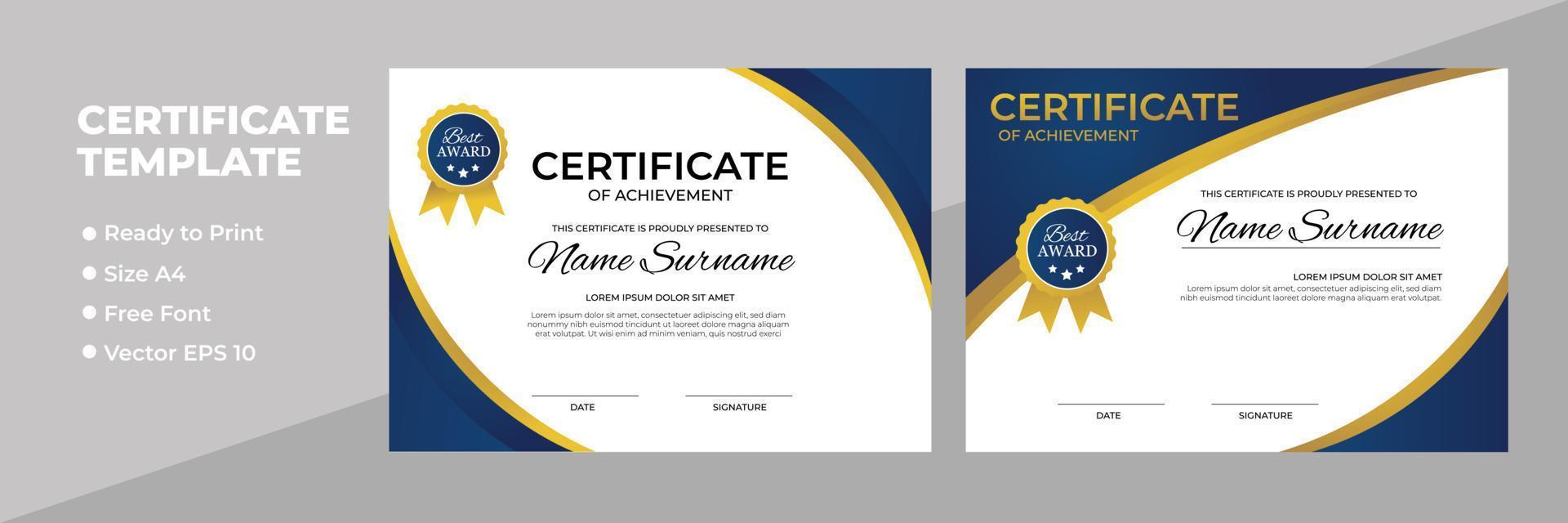 Certificate of appreciation award template vector