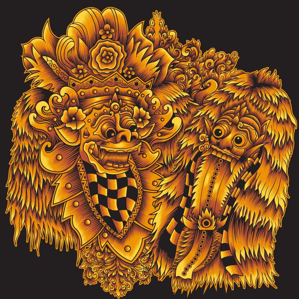 Barong Rangda illustration. perfect for merchandise, apparel, pin, etc vector