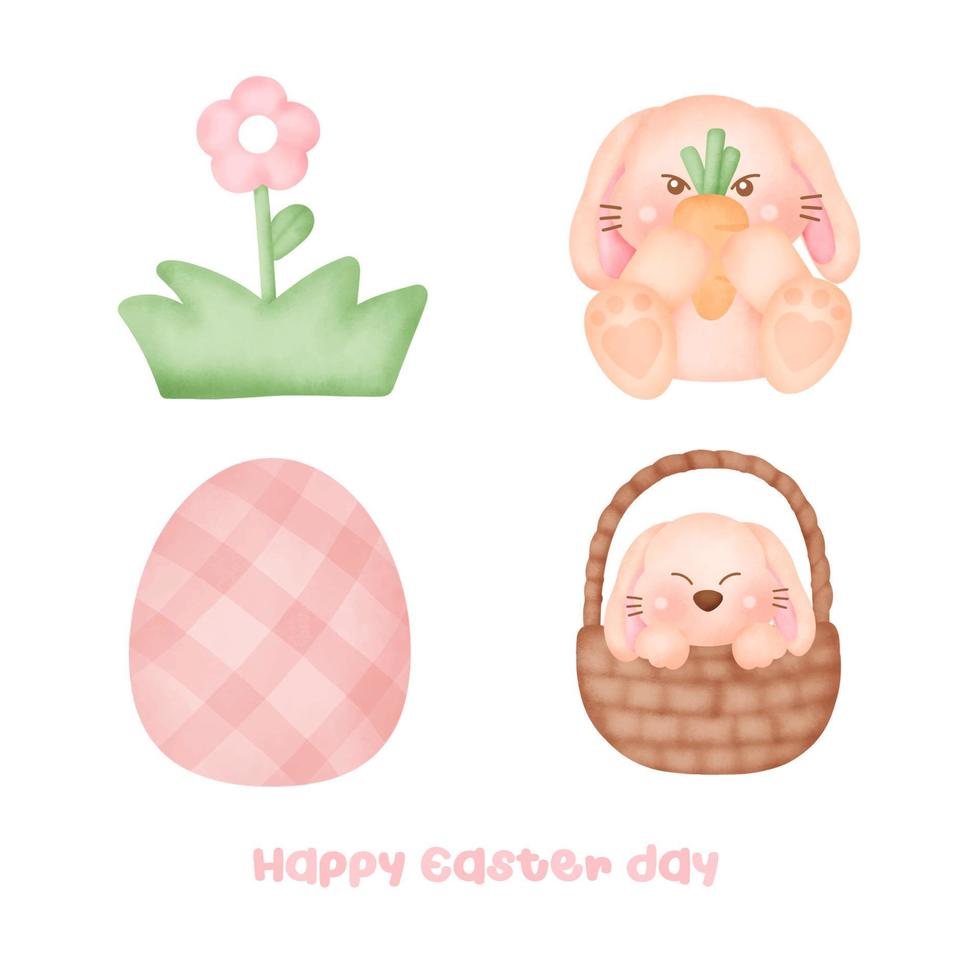 lindo conejo de pascua en estilo acuarela vector