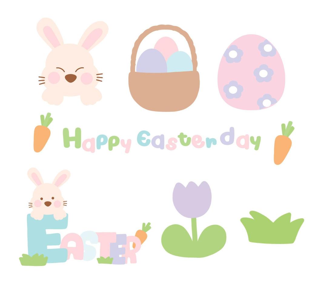 Cute flat easter bunny collection vector. vector