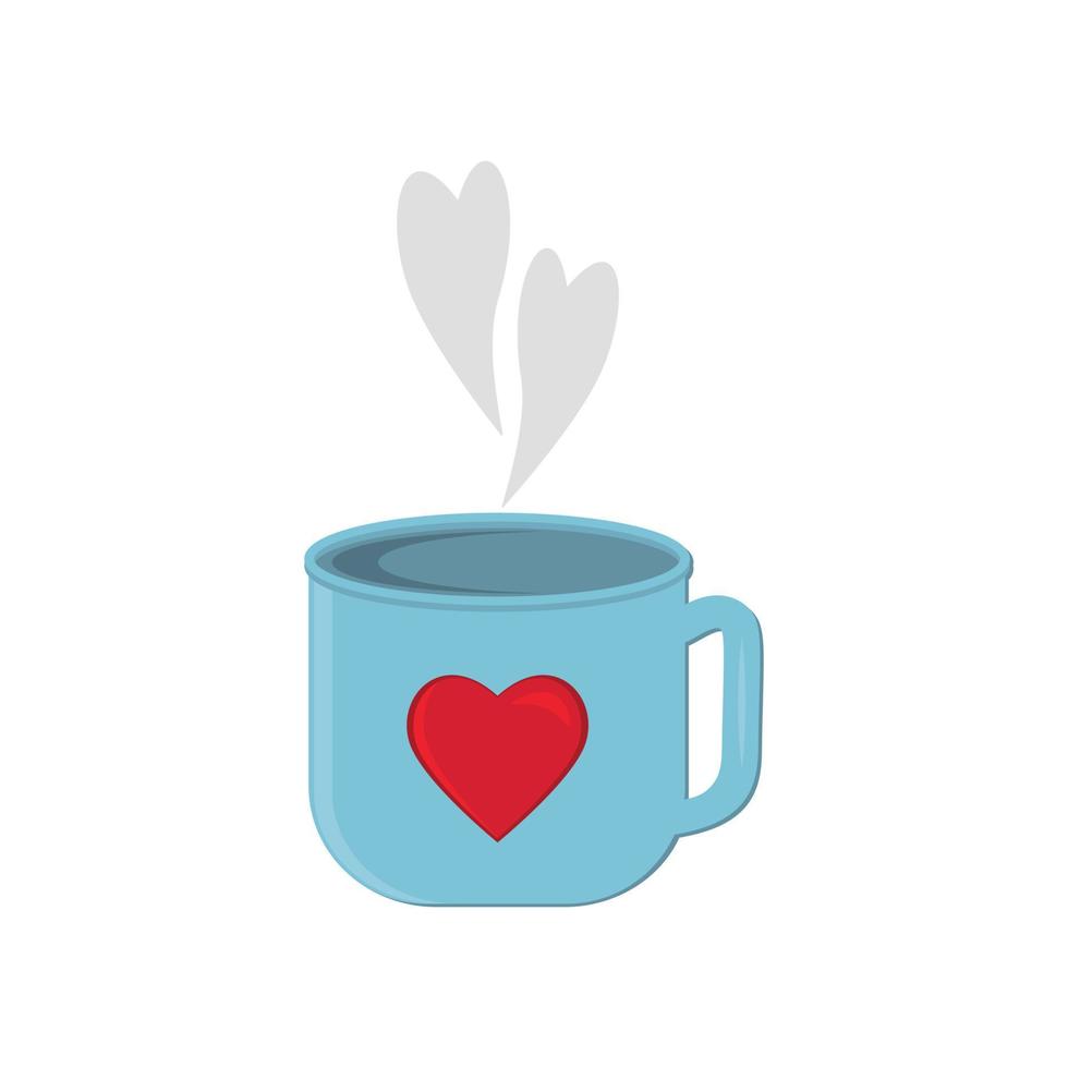 Taza con algo y una ilustración de vector de corazón aislado sobre fondo gris