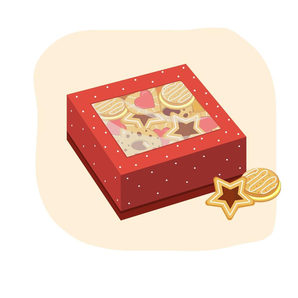 Cookie. Oatmeal pastry with chocolate. Sweet snack. Flat cartoon illustration. The element of home bakery vector