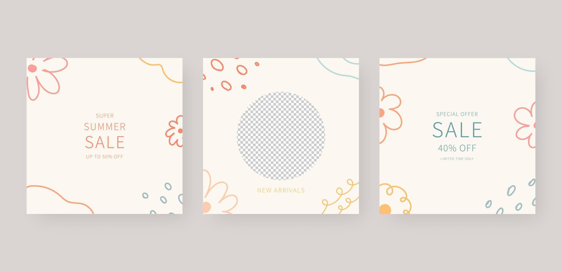 Social media template. Trendy editable social media post template. Mockup isolated. Template design. Vector illustration.