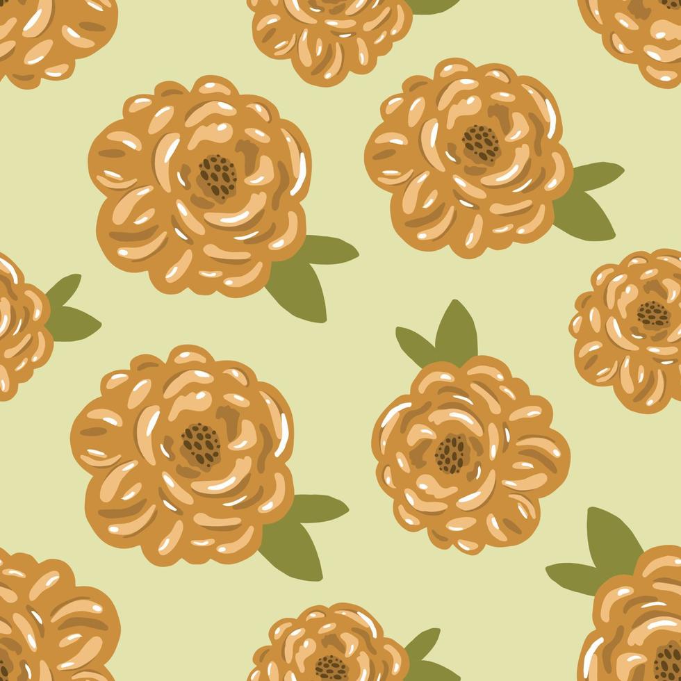 Seamless pattern of hand drawn flowers of pions with leaves. vector