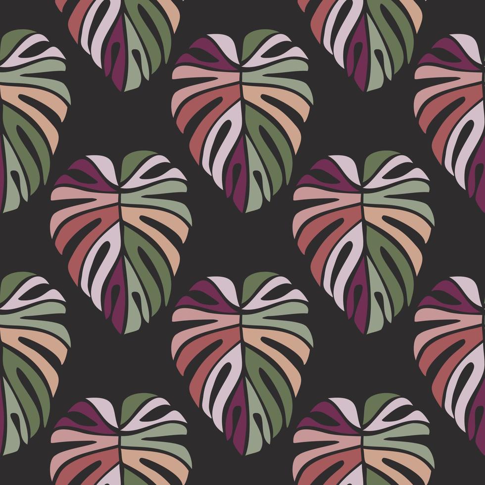 Tropical leaves seamless pattern. Monstera leaf background. vector