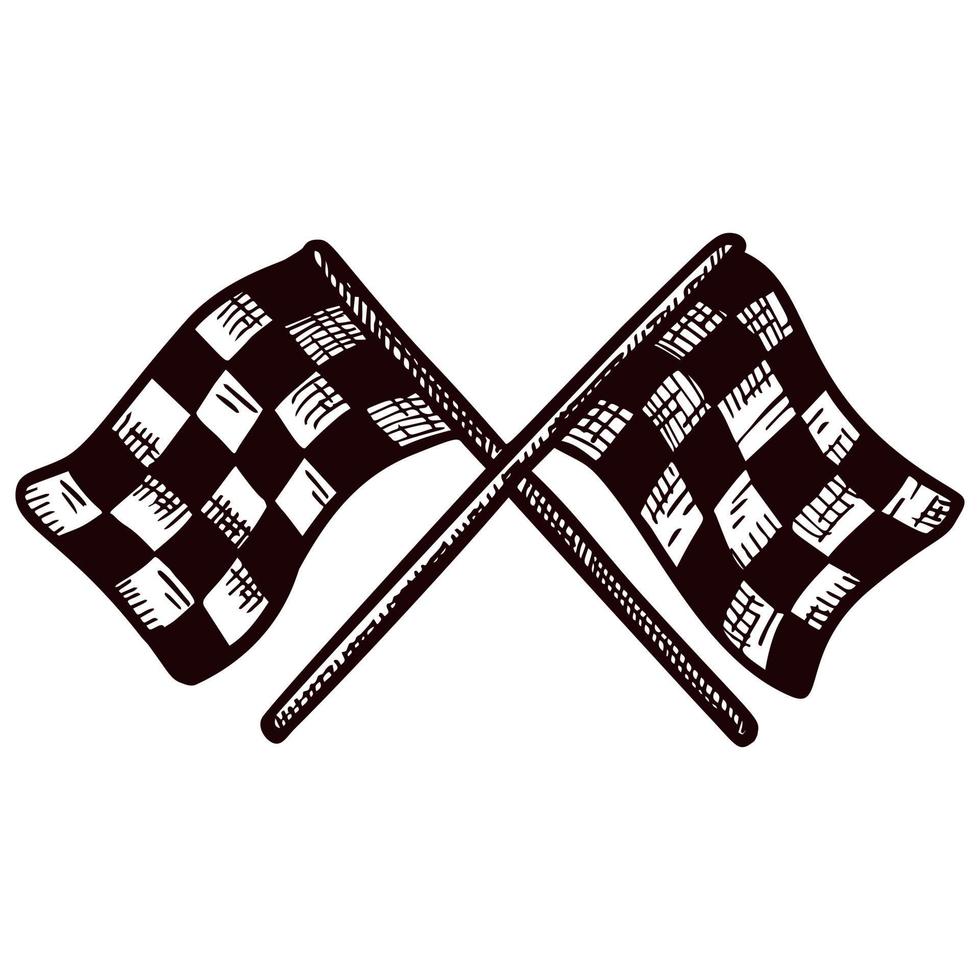 Race flag sketched isolated. Vintage sport elements for drive hand drawn style. vector