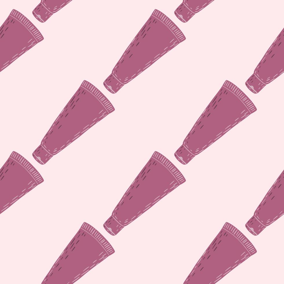 Tube cosmetic cream seamless pattern. Elements spa in doodle style. vector