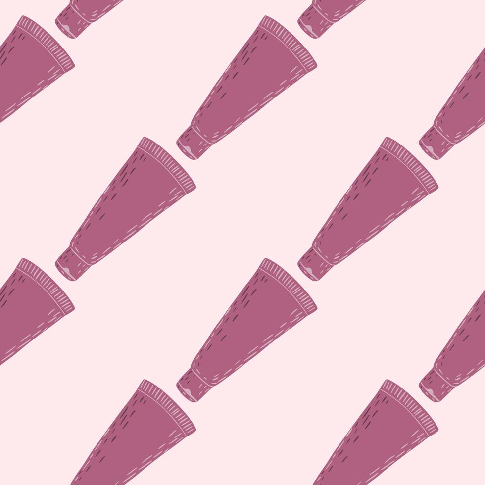 Tube cosmetic cream seamless pattern. Elements spa in doodle style. vector