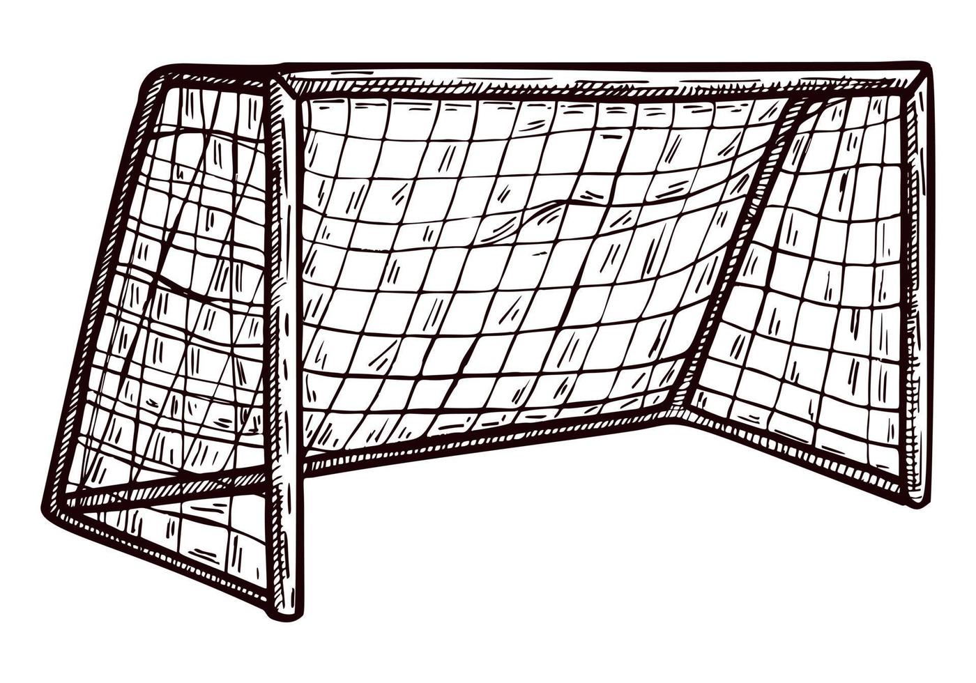 Football gate sketched isolated. Vintage sport elements for goalkeeper interference hand drawn style. vector