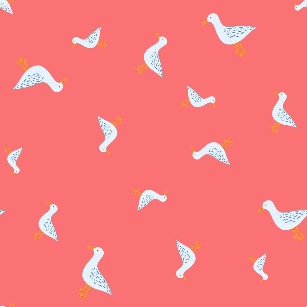 gaviotas de pie de patrones sin fisuras. fondo de aves marinas. vector