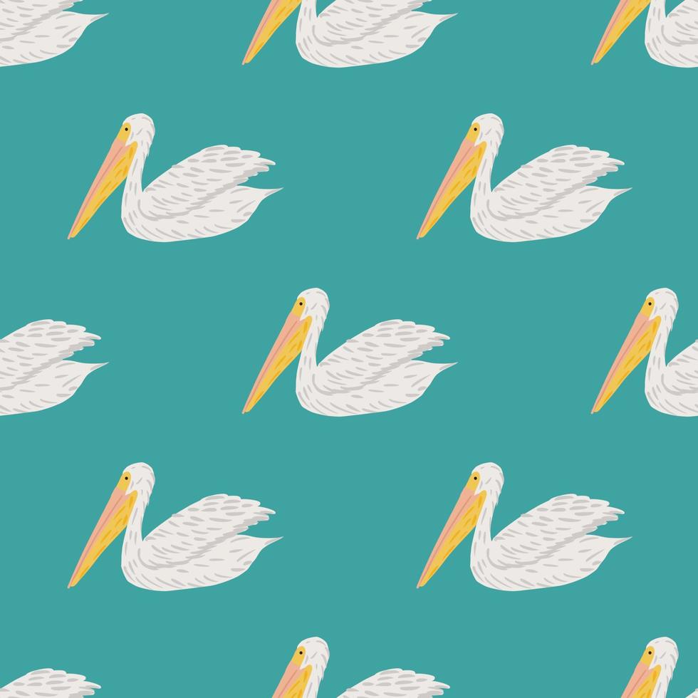 Pelican sitting seamless pattern. Background of sea birds. vector