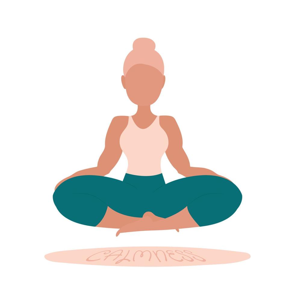 Vector Illustration of Meditation, Mental Health, Peaceful, Calm, Body and Mind, Deep Breath, Happiness