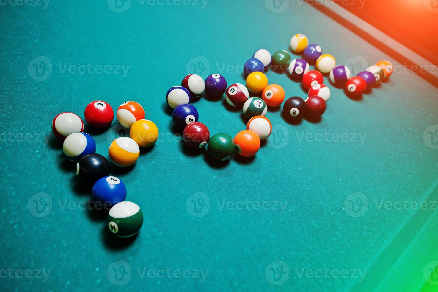 The word pool from billiard balls photo