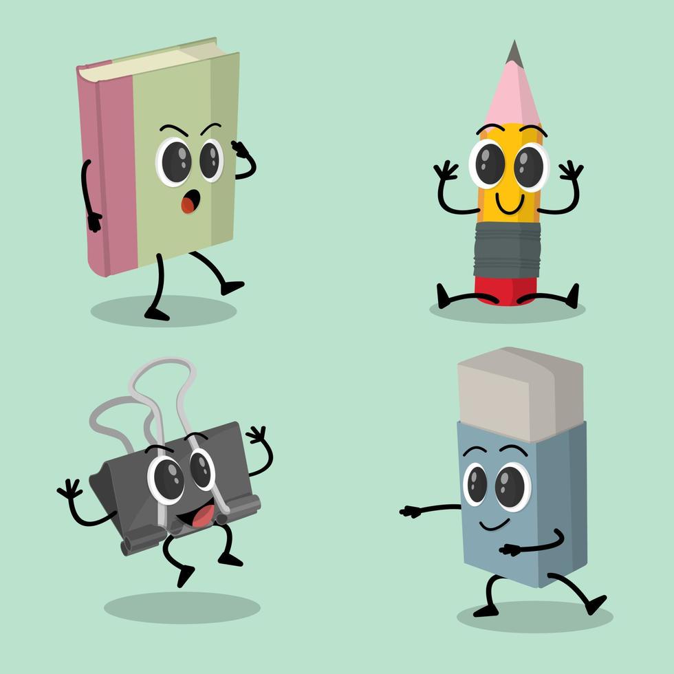 set of cute stationary character vector