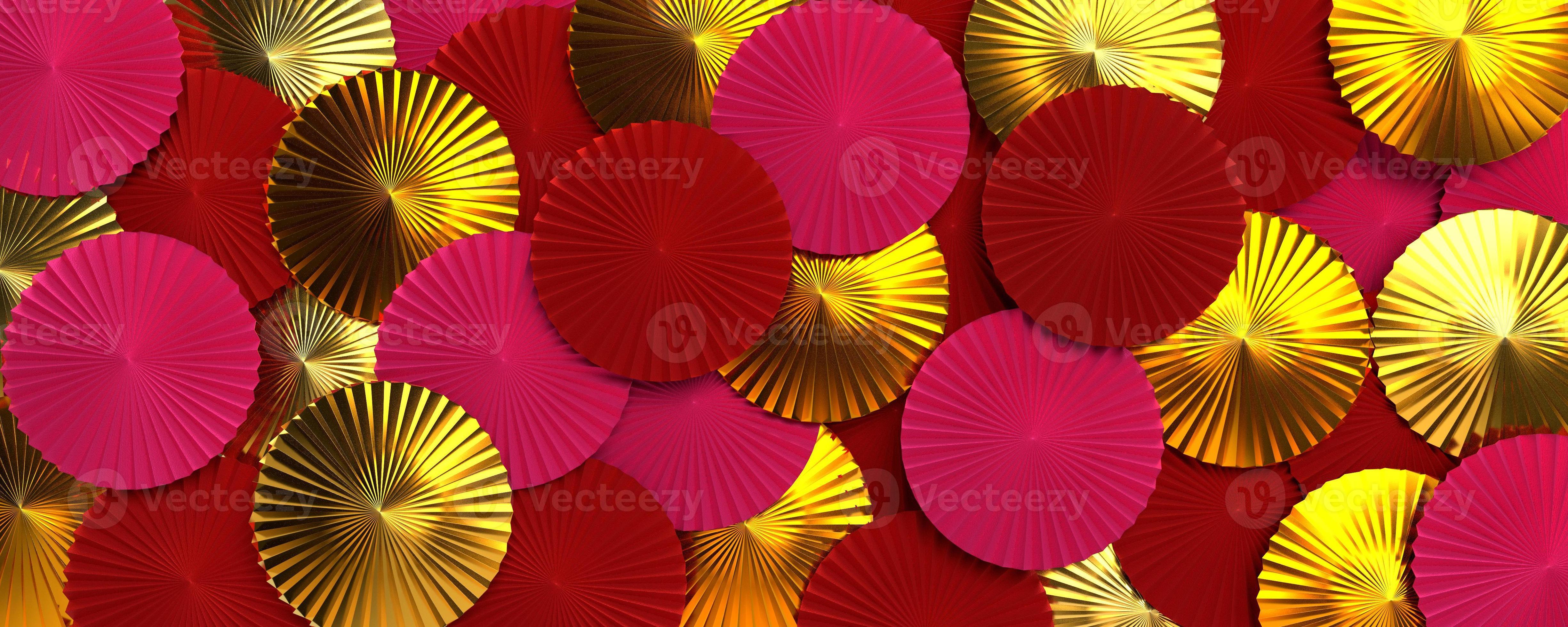 Purple/Yellow Abstract Print Folding Fan 