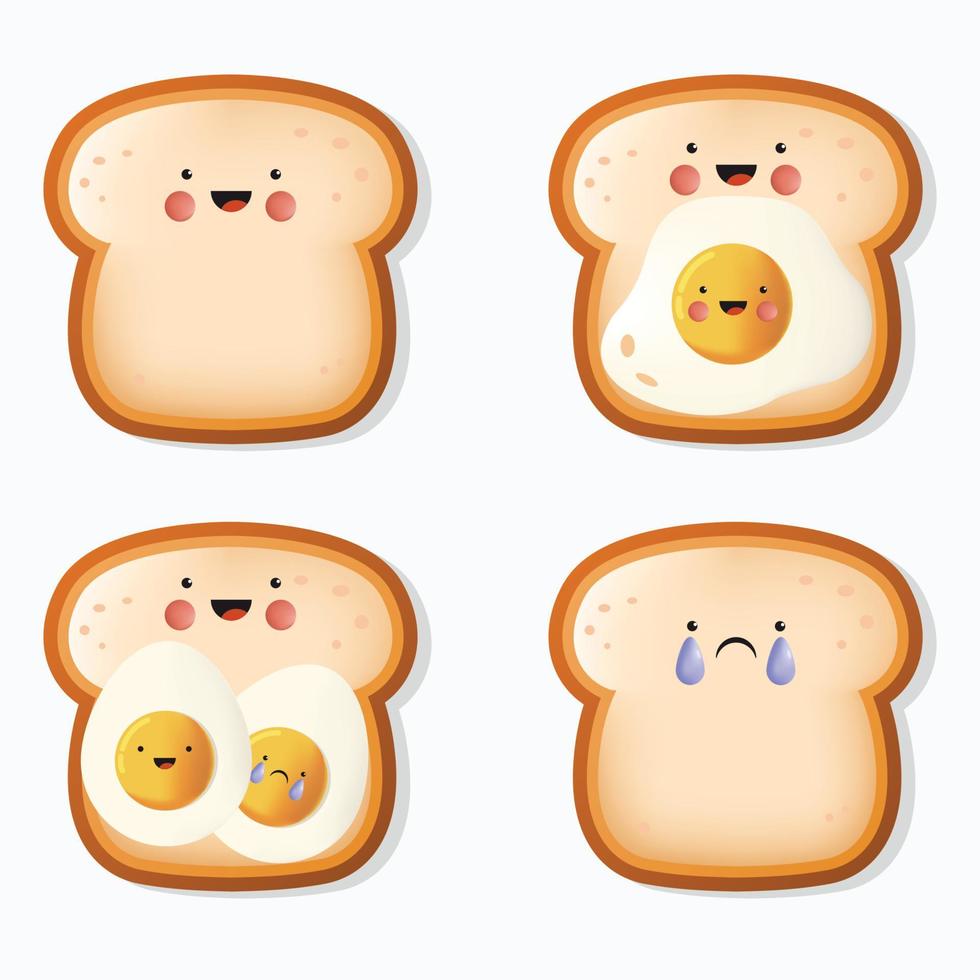 Cute toast with egg illustration vector