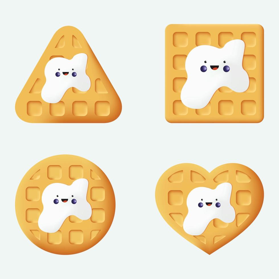 Cute waffle illustration vector