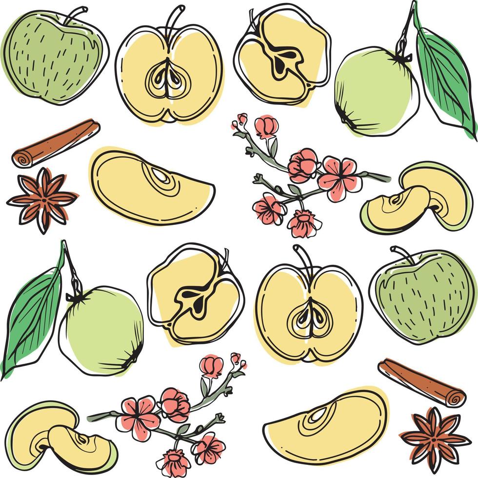 patrón decorativo de manzana sin costuras vector