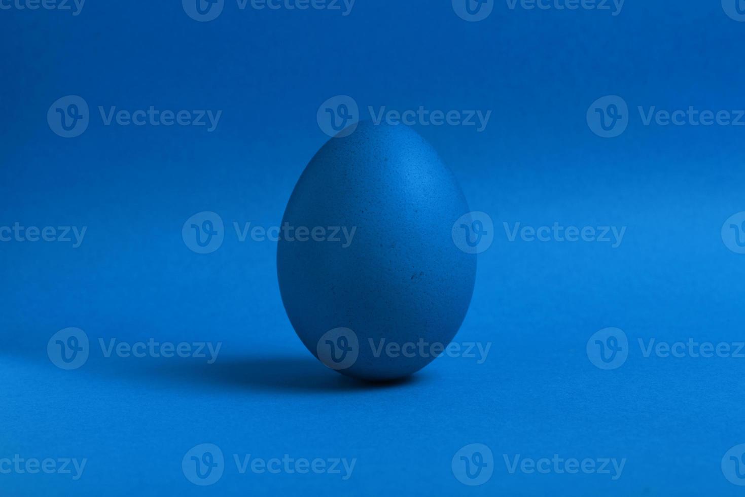 Blue egg on blue background photo