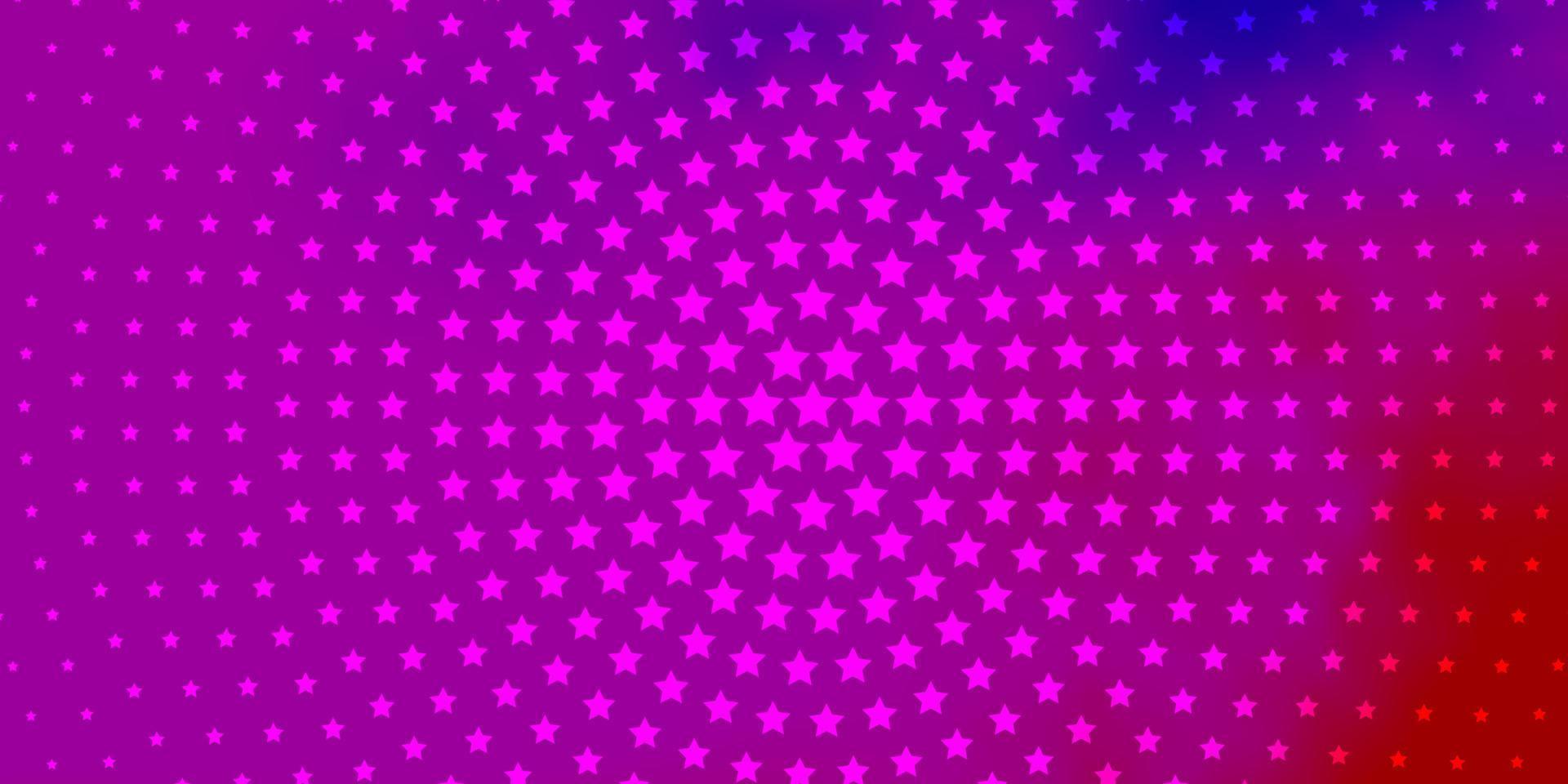 Fondo de vector de color rosa claro, azul con estrellas pequeñas y grandes.