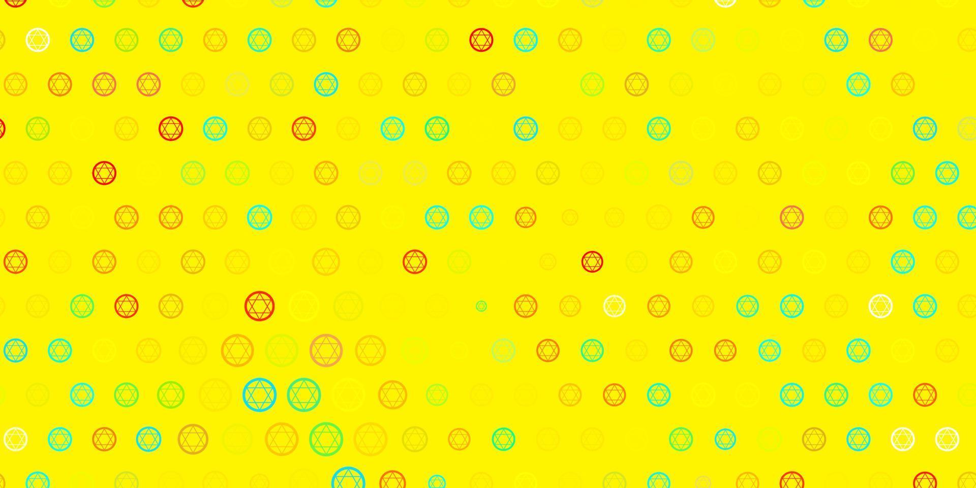 Fondo de vector azul claro, amarillo con símbolos ocultos.