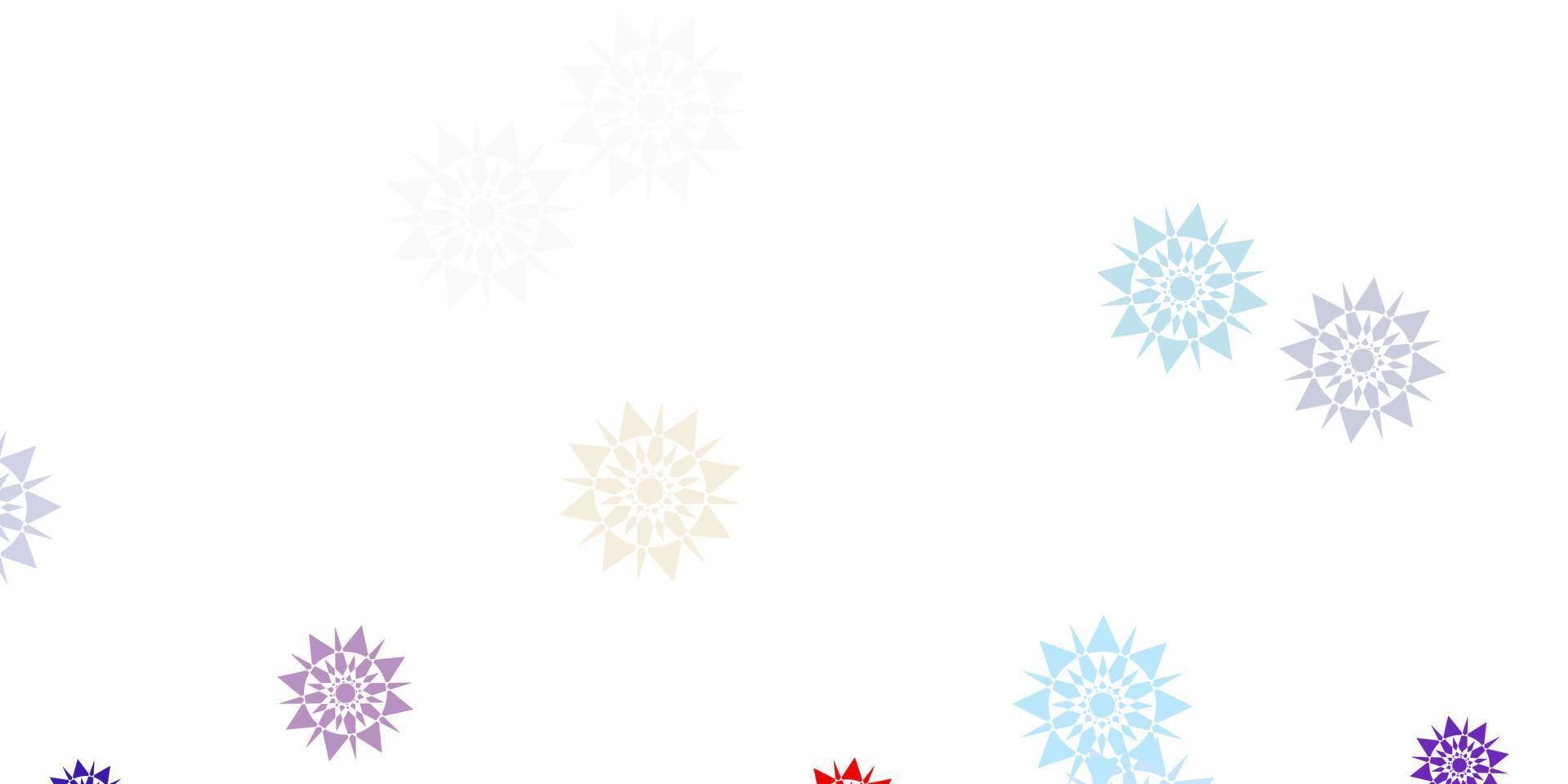 Light blue, red vector layout with beautiful snowflakes.