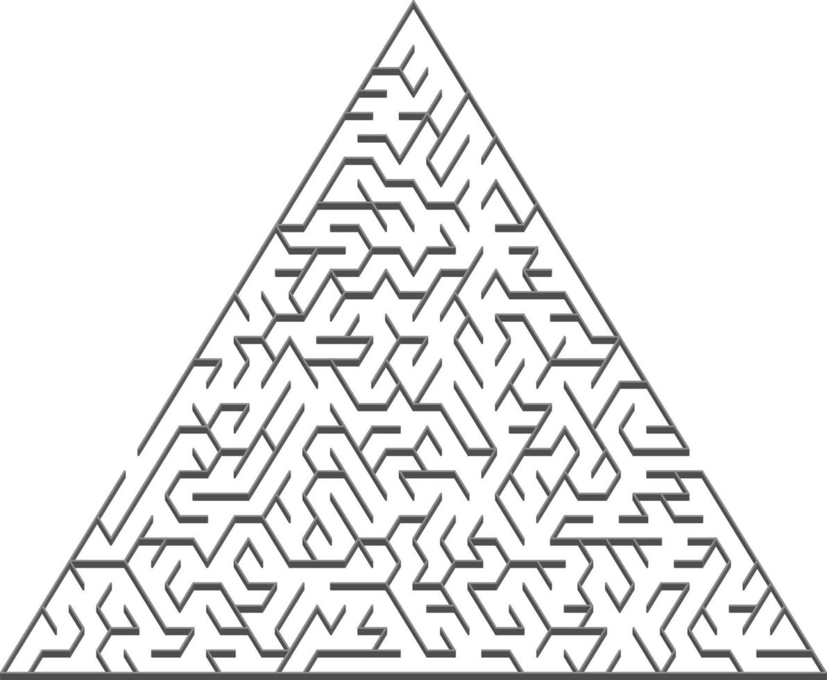 Vector template with a gray triangular 3D maze, puzzle.